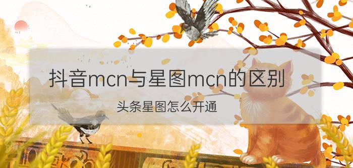 抖音mcn与星图mcn的区别 头条星图怎么开通？